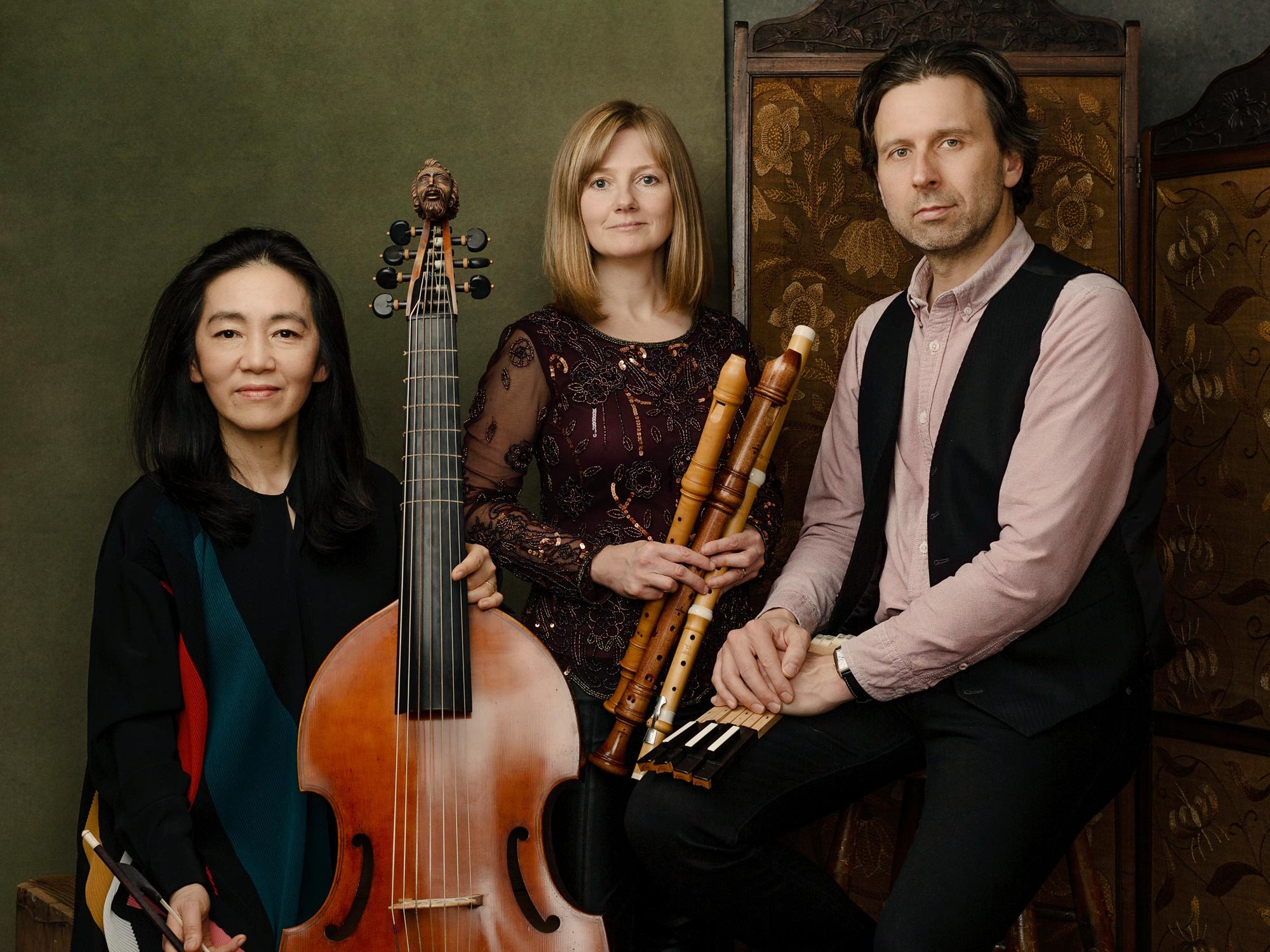 Three members of Passacaglia with their instruments